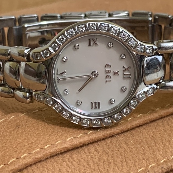 Ebel Beluga Diamond Quartz 26mm Steel .70 CW Glossy Stainless Steel Watch +Case - Picture 4 of 17